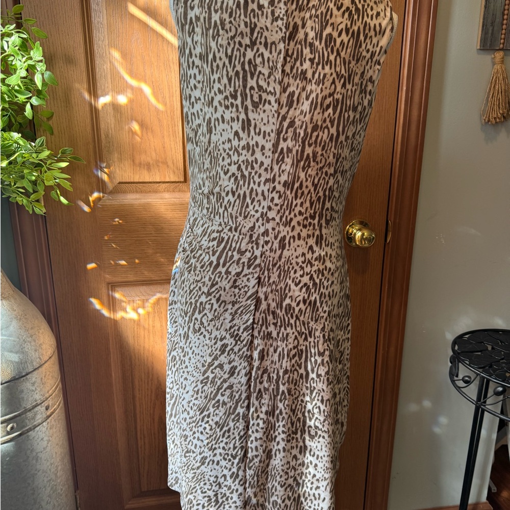 JONES NY Women’s Size 10 Leopard-print Sheath Dress Brown/ivory EUC - Picture 5 of 8